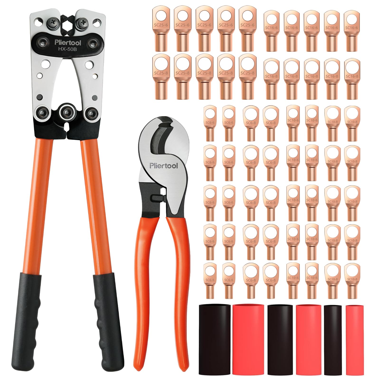 Pliertool battery cable crimper tool for precise, secure crimps on heavy gauge cables.