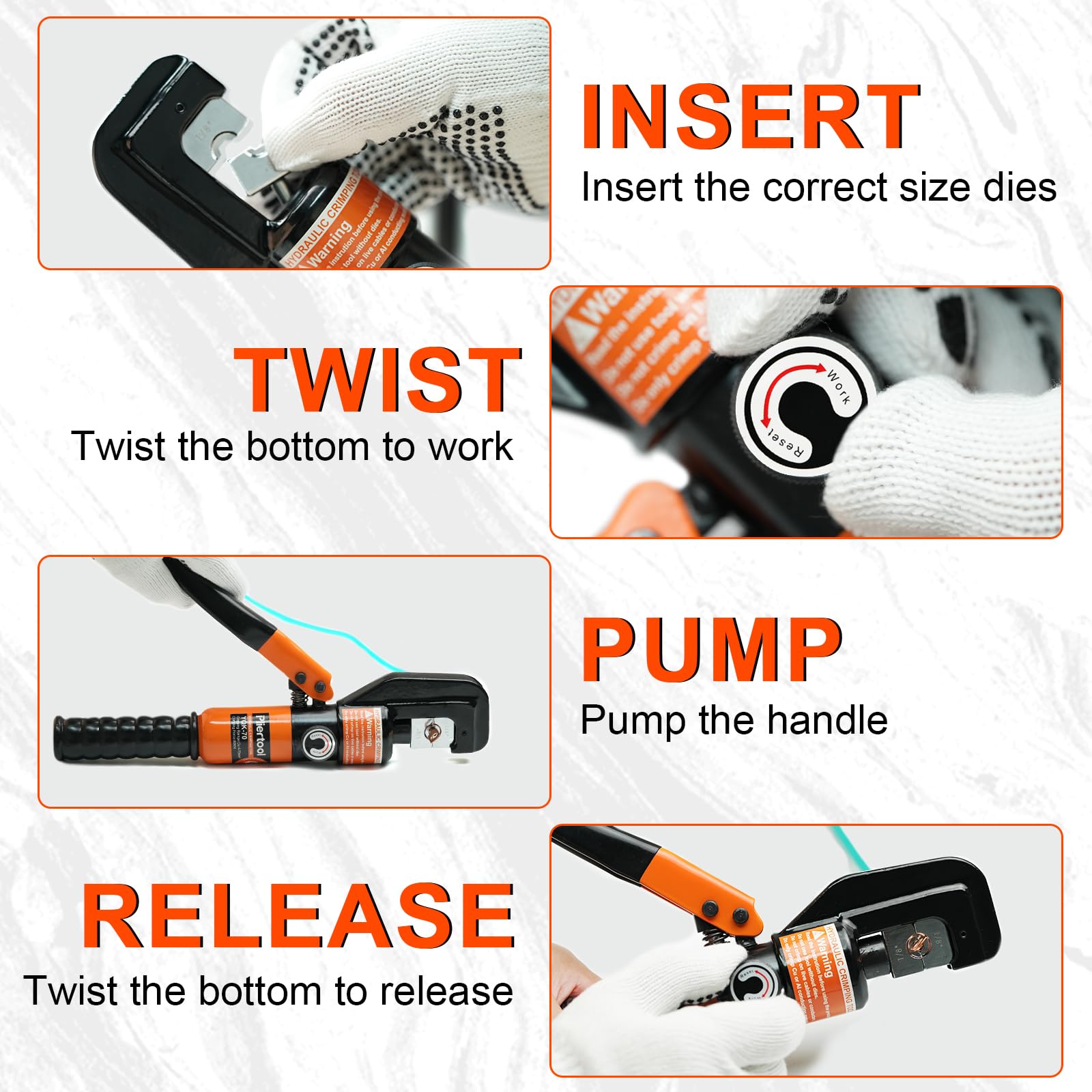 Pliertool in-use scenario for electrical assembly and battery work.