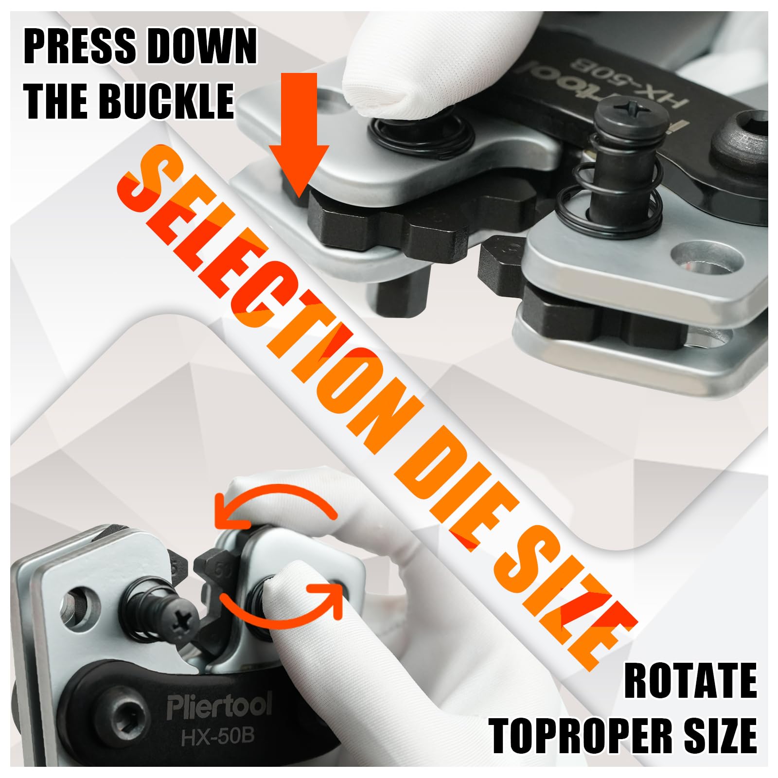Pliertool rotating-die crimper enabling quick die changes and accurate crimps.