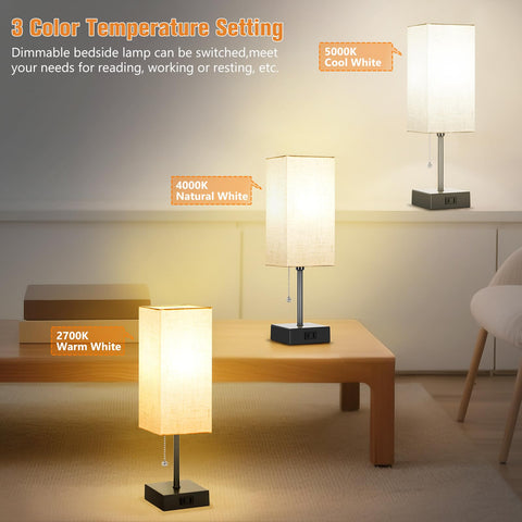 PLMMY bedside lamps show three temperatures to tailor lighting.