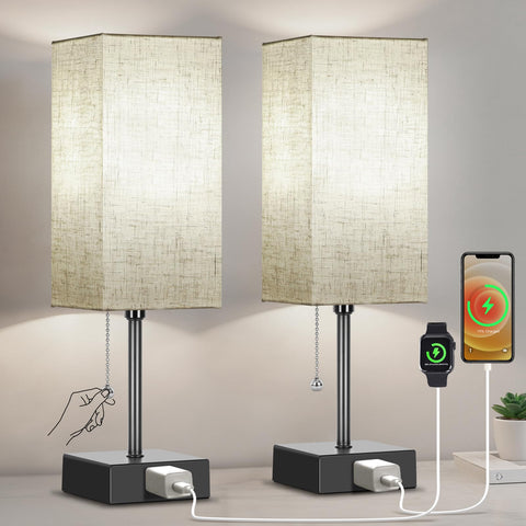 PLMMY table lamp two-pack with sturdy metal base for modern décor.