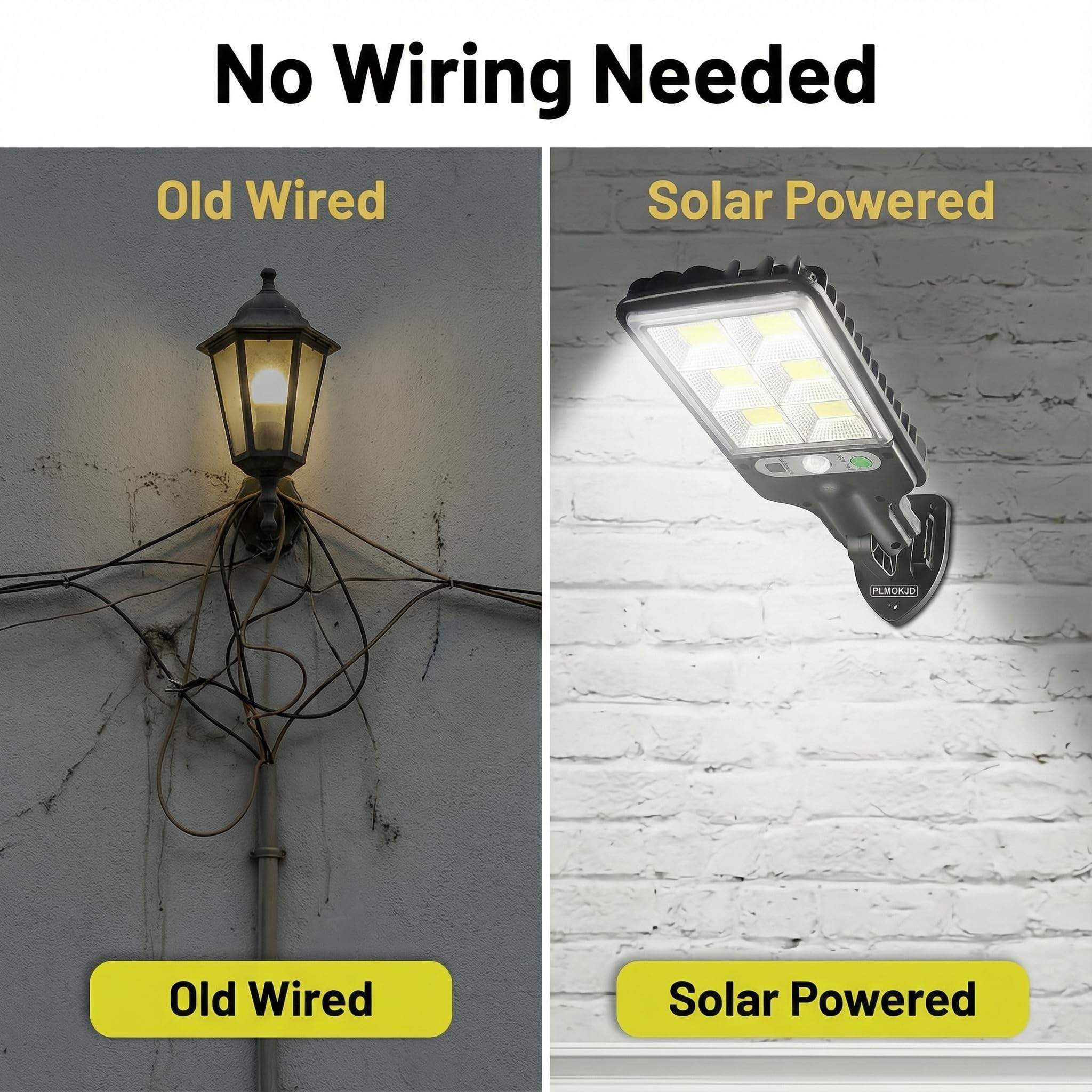 PLMOKJD dusk-to-dawn solar wall light with remote control for easy evenings.