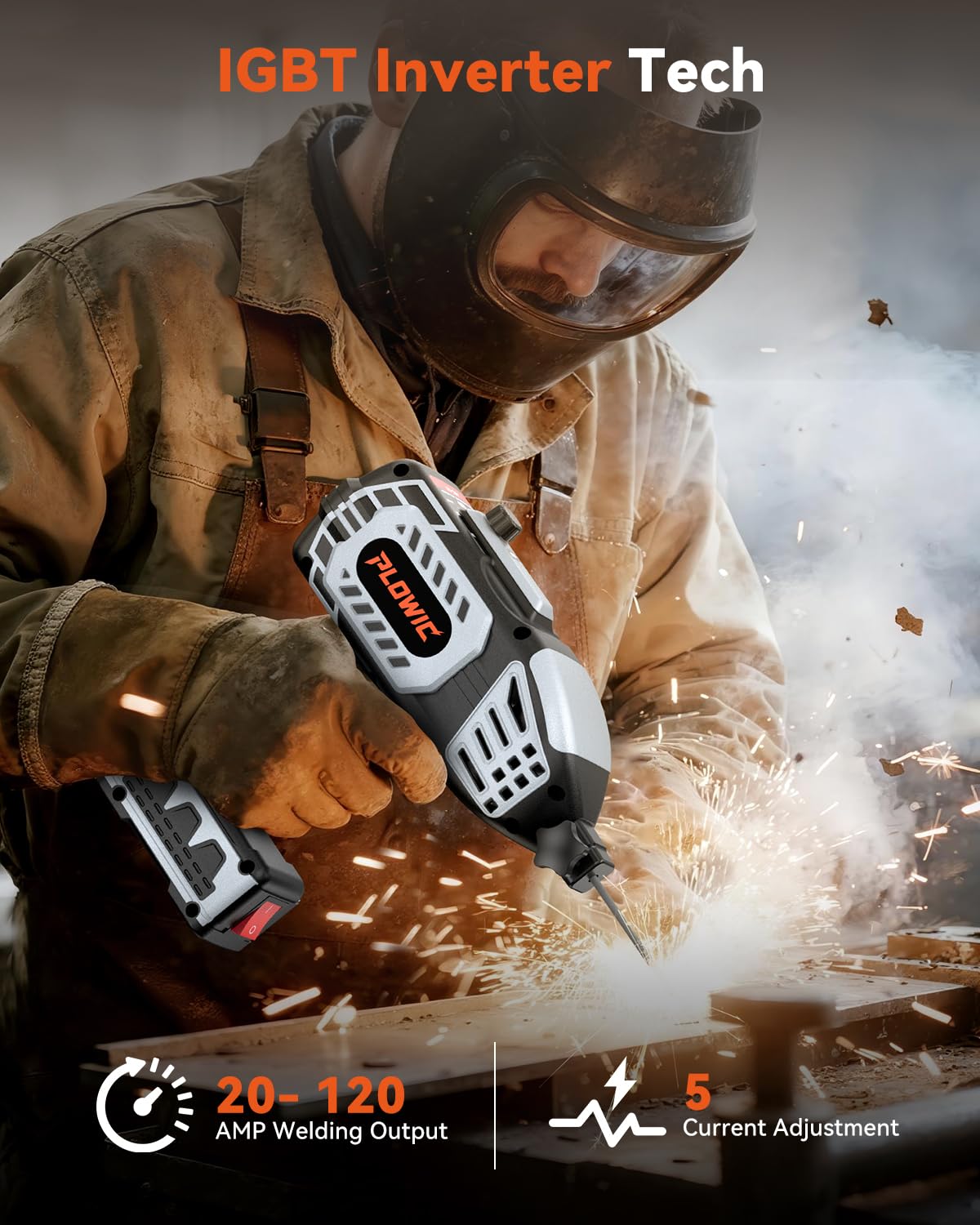 PLOWIC auto-darkening goggles included for safer, clearer welding