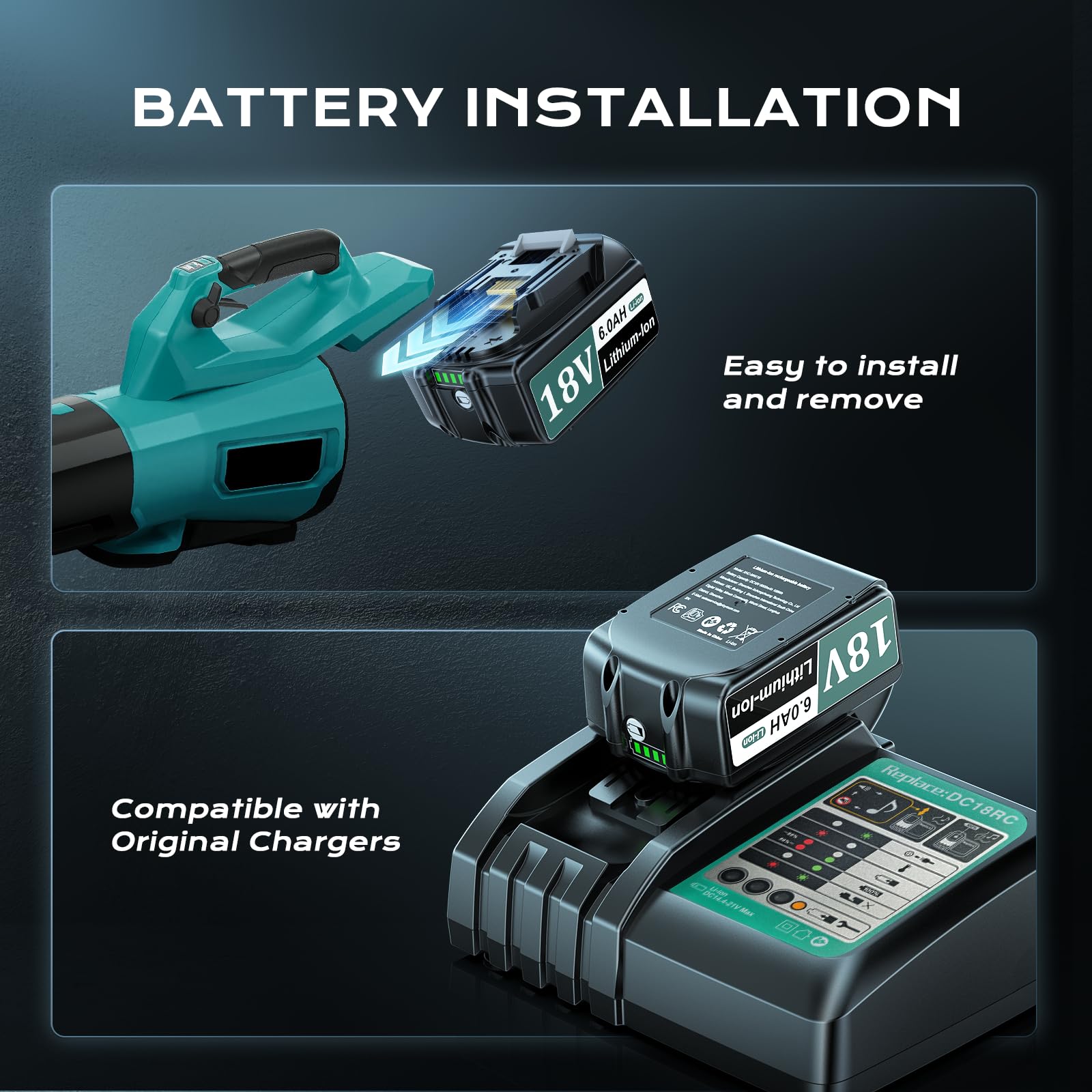ployroum 6.0ah battery LED status helps plan recharging
