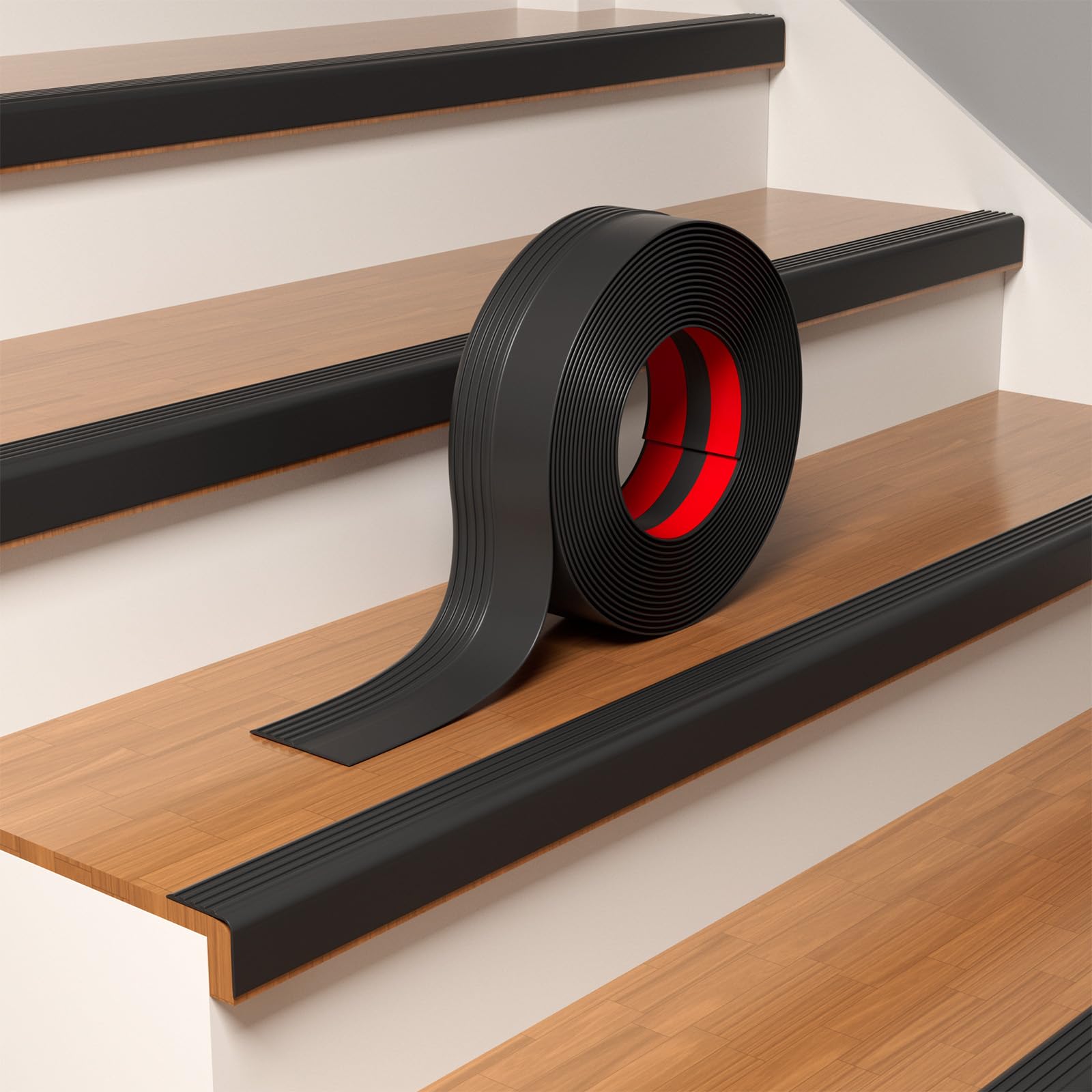 Pluden stair nose 10ft strip provides durable indoor stair coverage and safety.