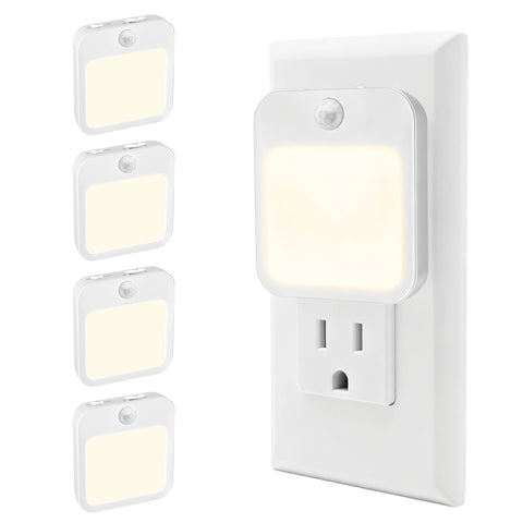 Plug-in night light with motion sensor front view shows a gentle safety glow.