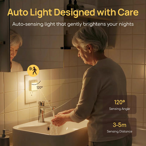 Plug-in night light stepless dimming control enables adjustable brightness.