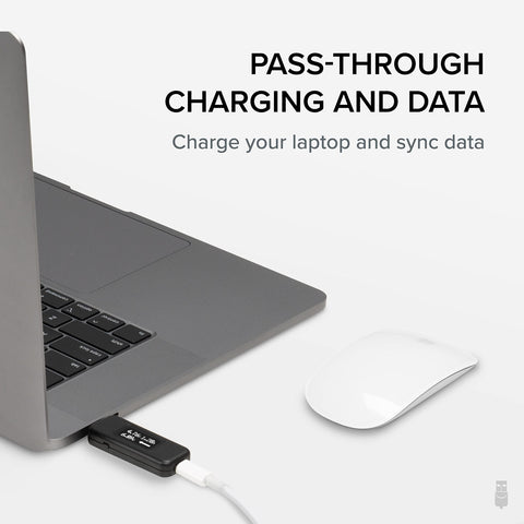 Plugable USB C Power Meter Tester data pass-through enables inline testing with docks