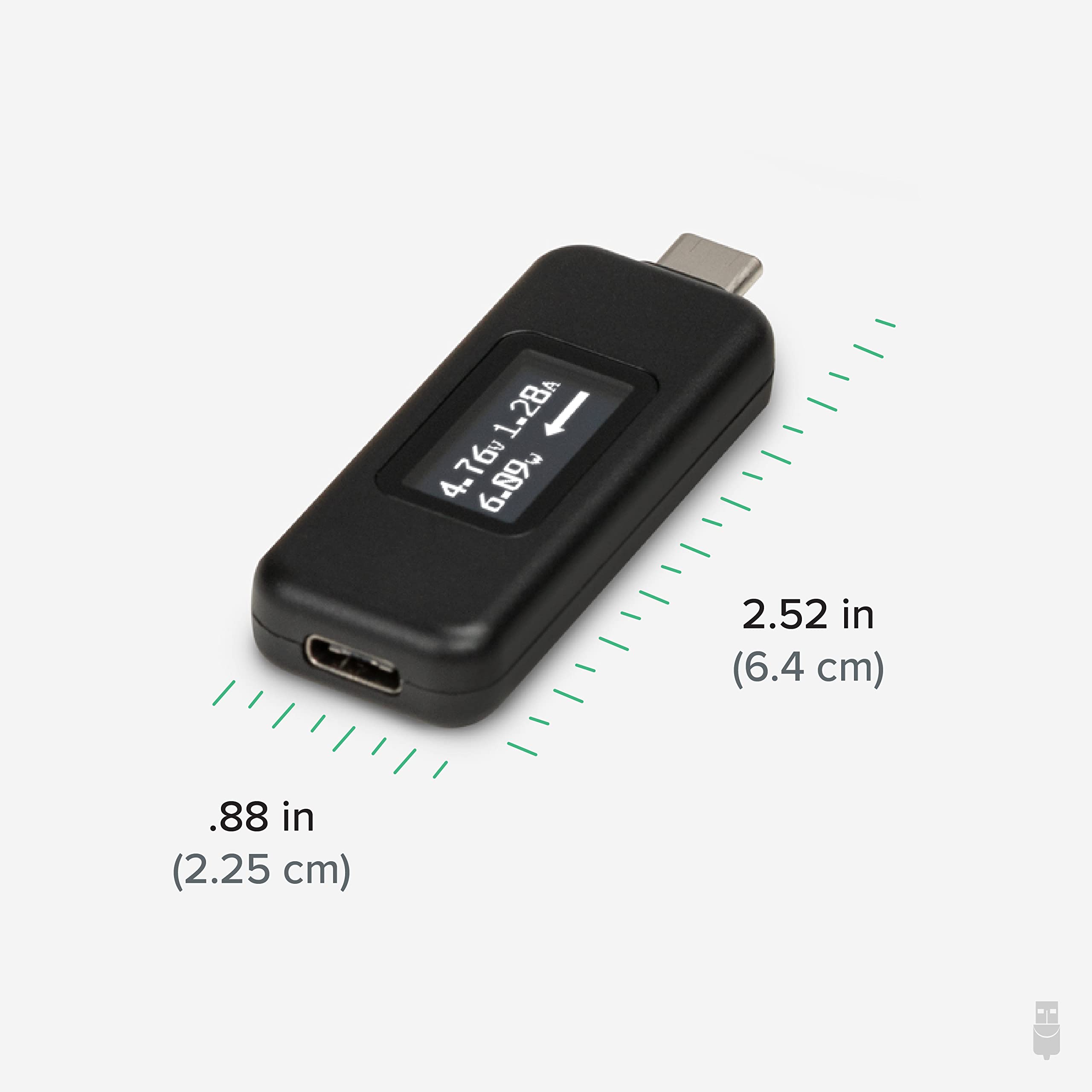Wide voltage range display on the Plugable power meter from 5V to 48V