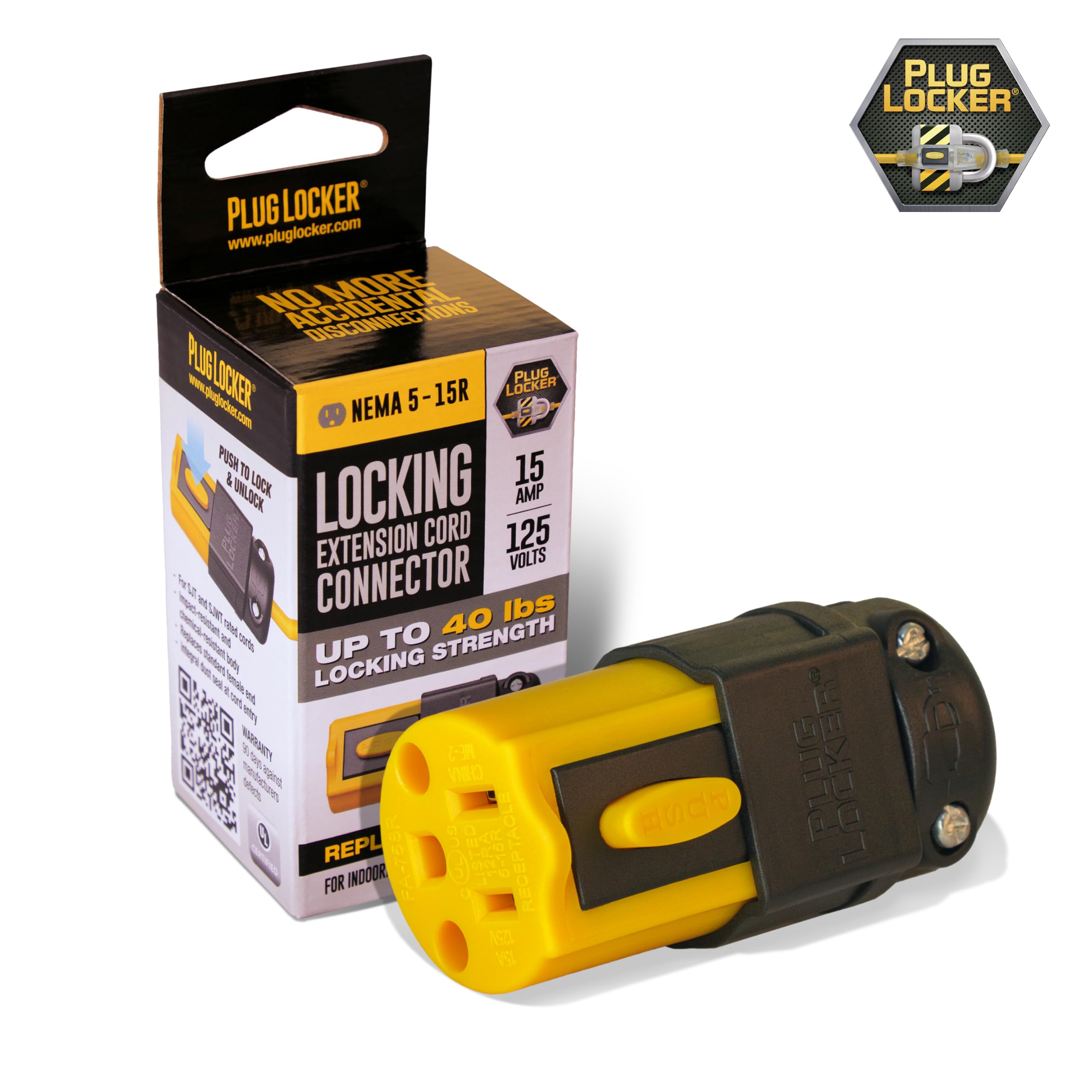 PLUGLOCKER durable construction withstands rugged conditions