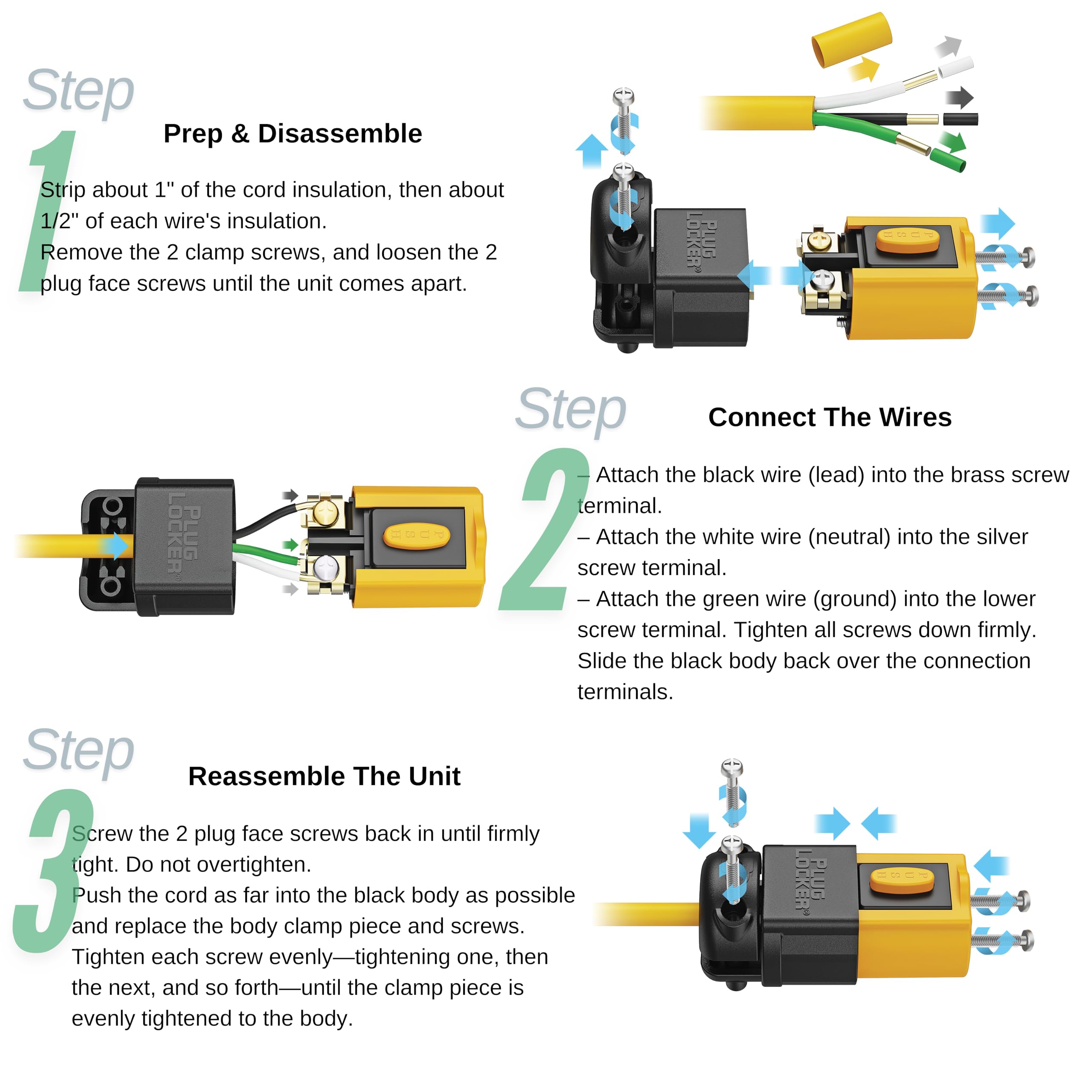 PLUGLOCKER universal-fit cord range from 0.230 to 0.720 inches