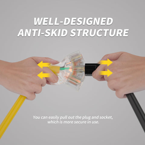 PlugSaf IP65 waterproof extension cord for rain-ready outdoor setups