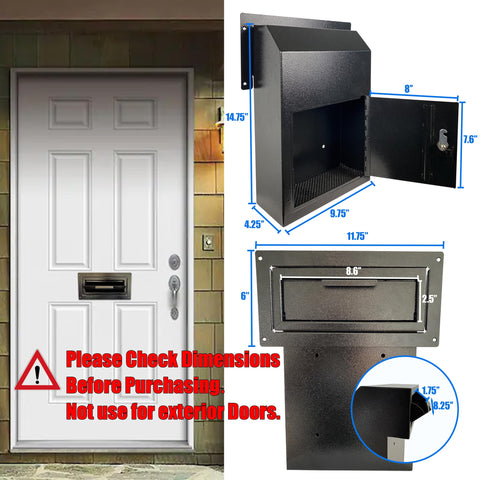 Plugsharge ample storage dimensions illustrating capacity for mail and small items.