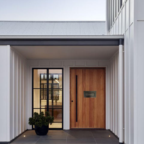 Plugsharge black exterior finish blends with exterior doors.