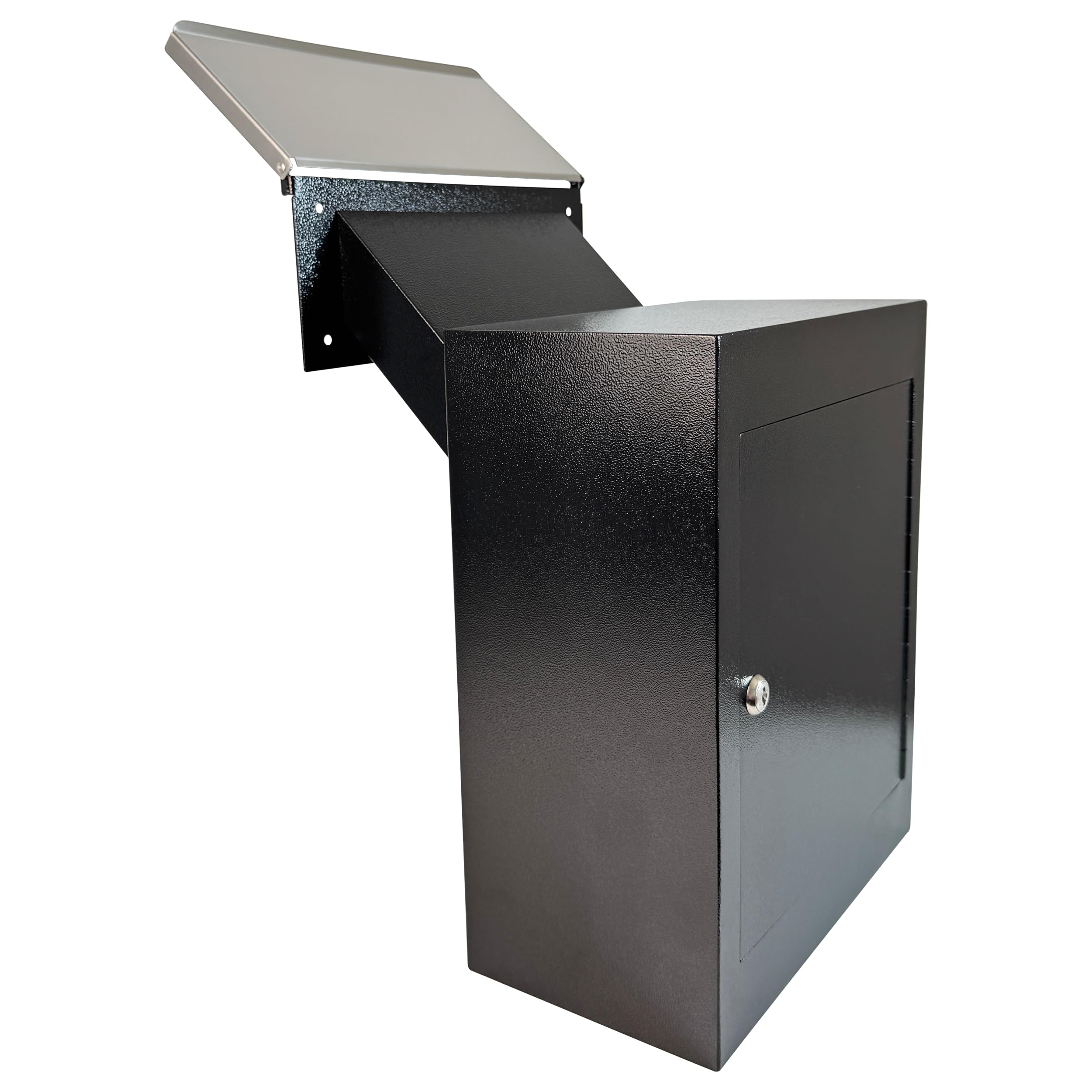 Plugsharge through-the-wall drop box with rainproof cover keeps mail secure in any weather