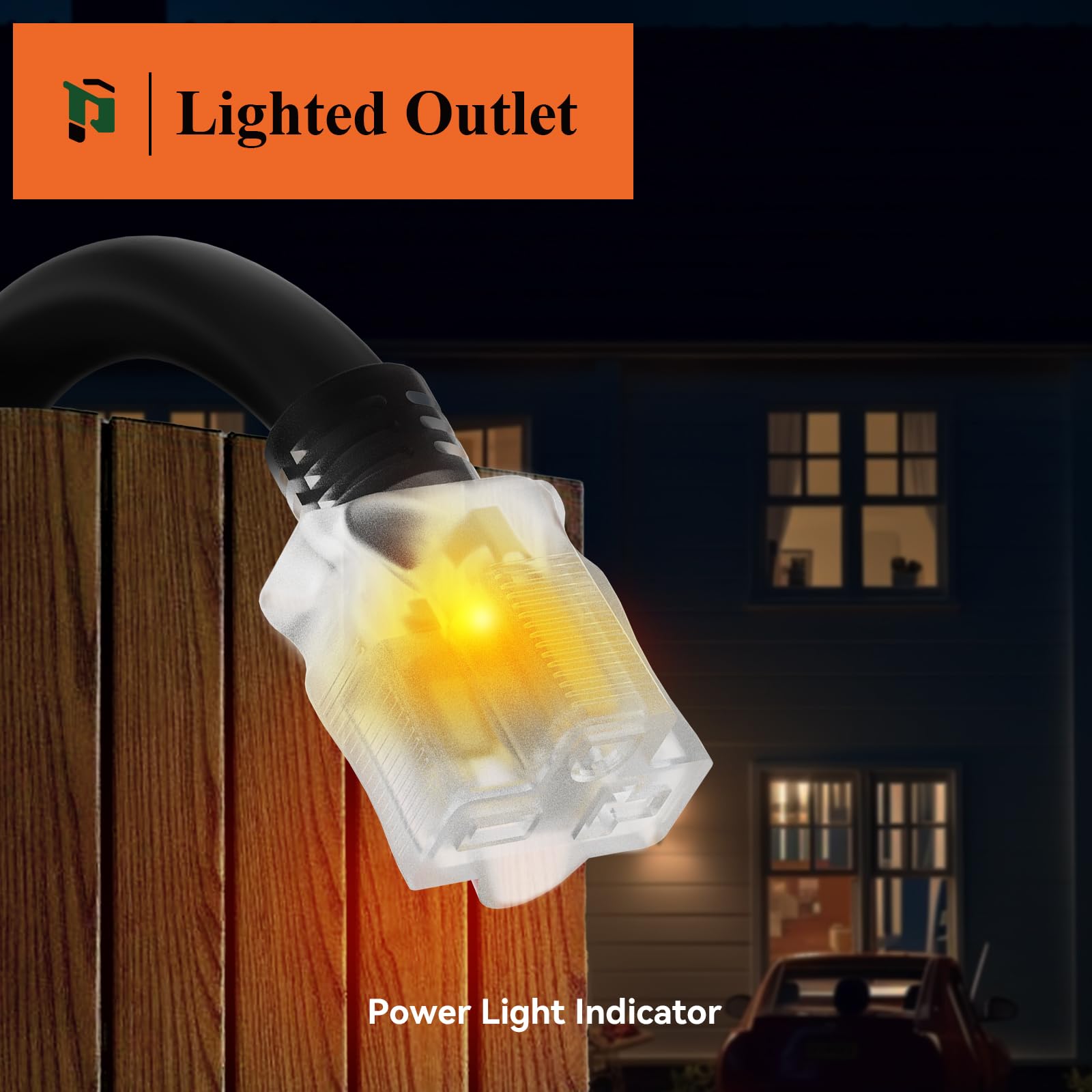 PLUGTUL lighted outlets show when power is on.