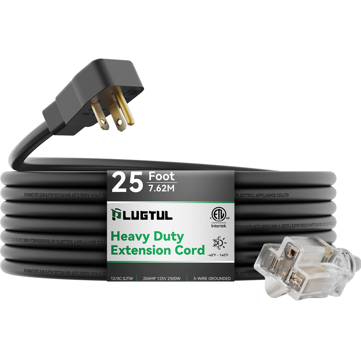 PLUGTUL 20AMP extension cord with lighted end for power status