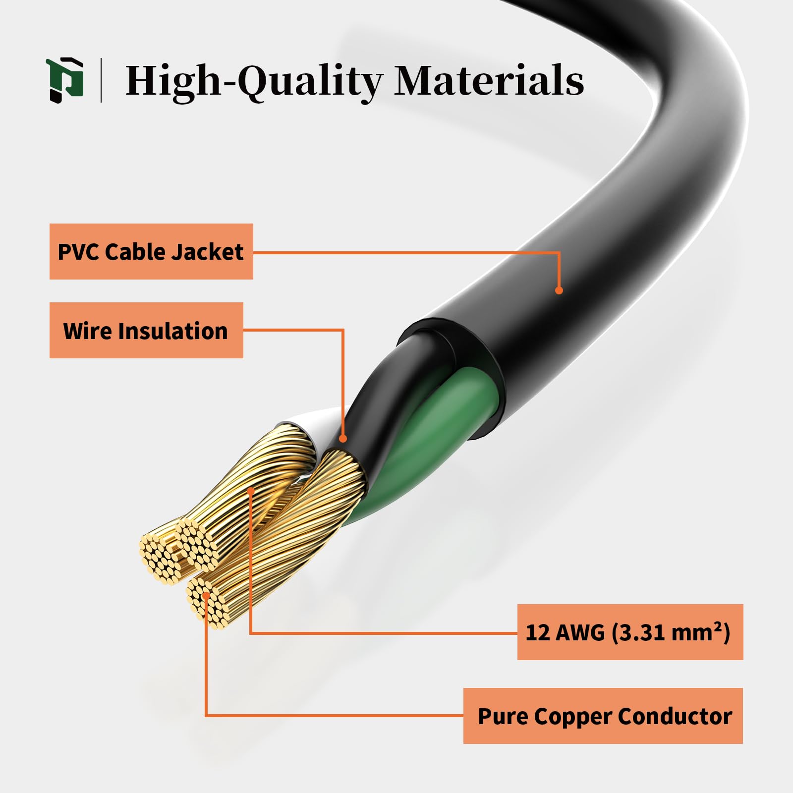 PLUGTUL 12 AWG copper conductor delivers durable high-load performance.
