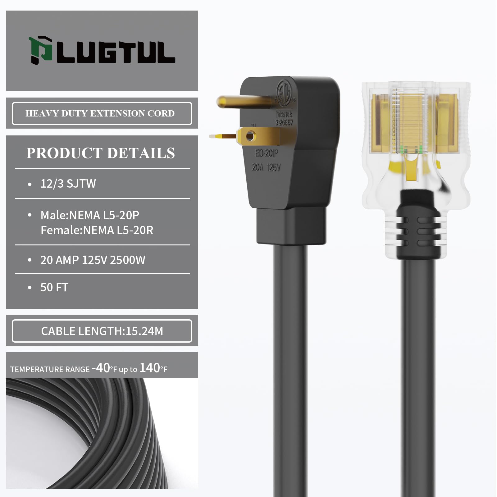 PLUGTUL water-resistant PVC jacket protects cords against rain and sun