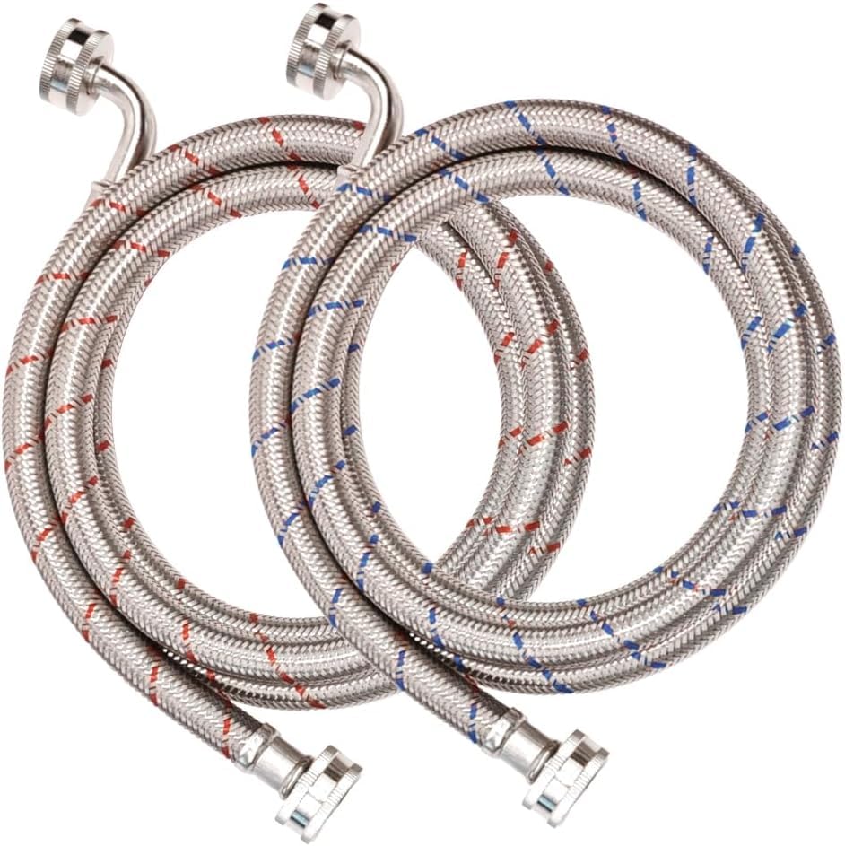 PLUMBINGMASTER 20ft red and blue washer hoses provide efficient hot and cold water supply.
