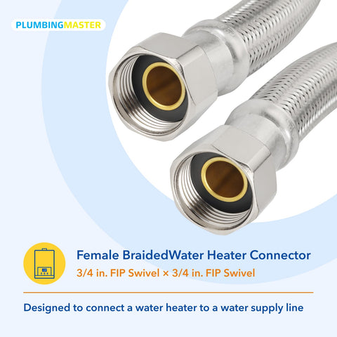 PLUMBINGMASTER 3/4 inch FIP swivel ends enable secure fittings on heater and supply lines