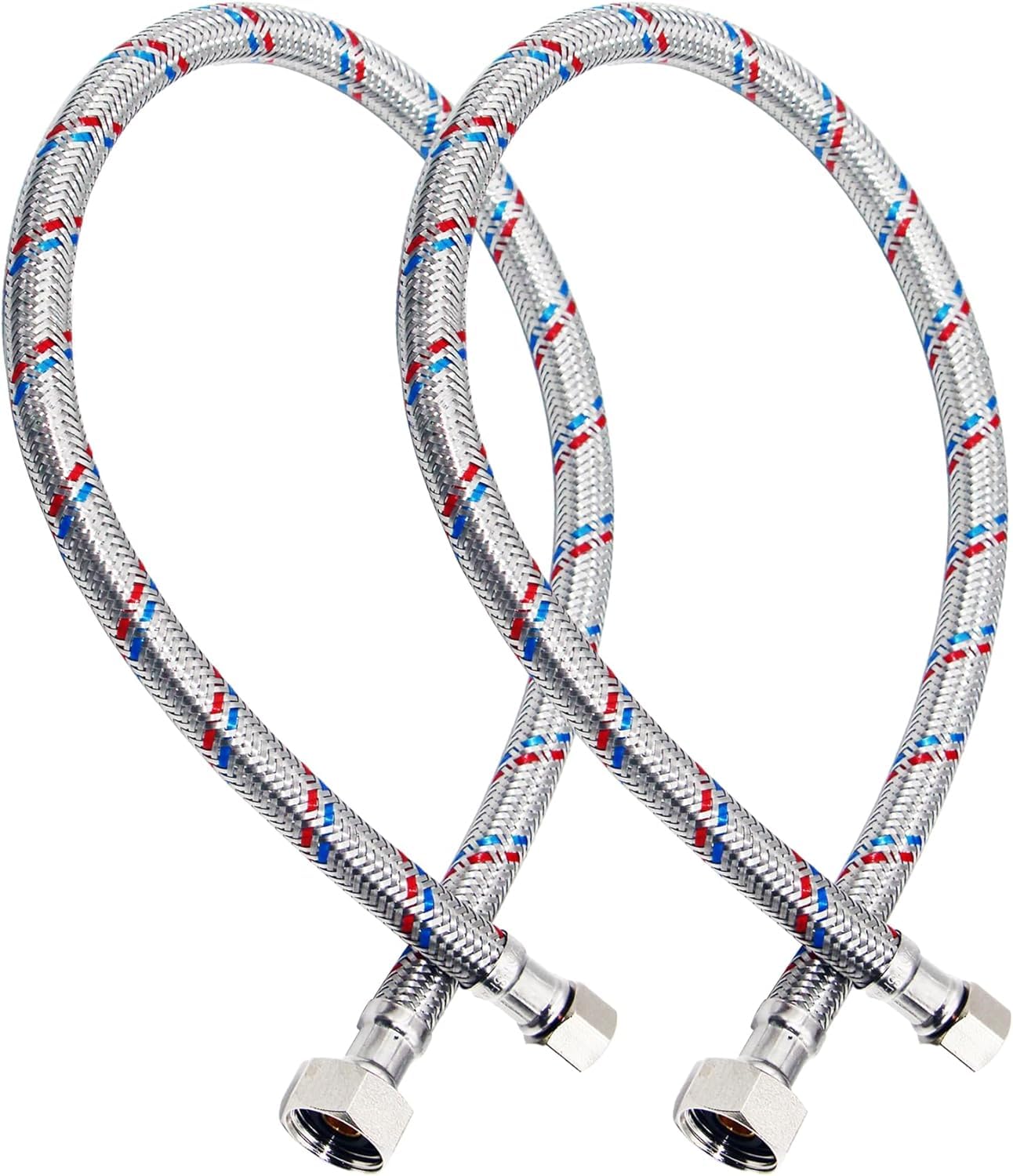 PLUMBINGMASTER braided stainless-steel faucet hose 24in for durable kitchen connections