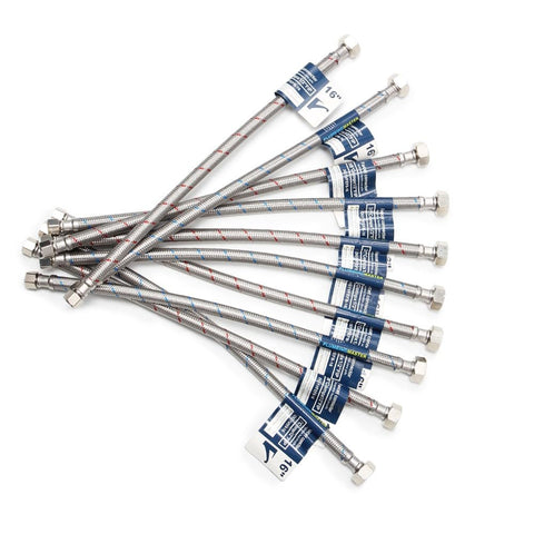 PLUMBINGMASTER braided faucet hose for durable connections in kitchens and baths.