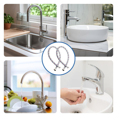 PLUMBINGMASTER packaging contains ten flexible hoses for replacements.