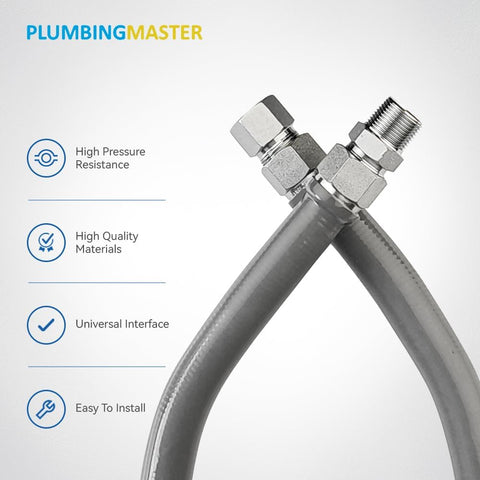 PLUMBINGMASTER gas hose connected to home gas line for easy install