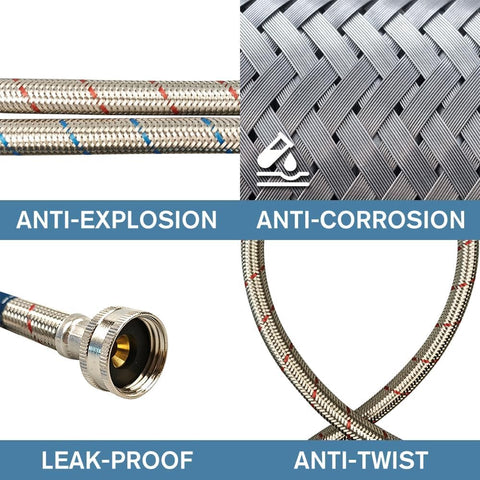 PLUMBINGMASTER UPC-certified hose set ensures safe, reliable water supply.