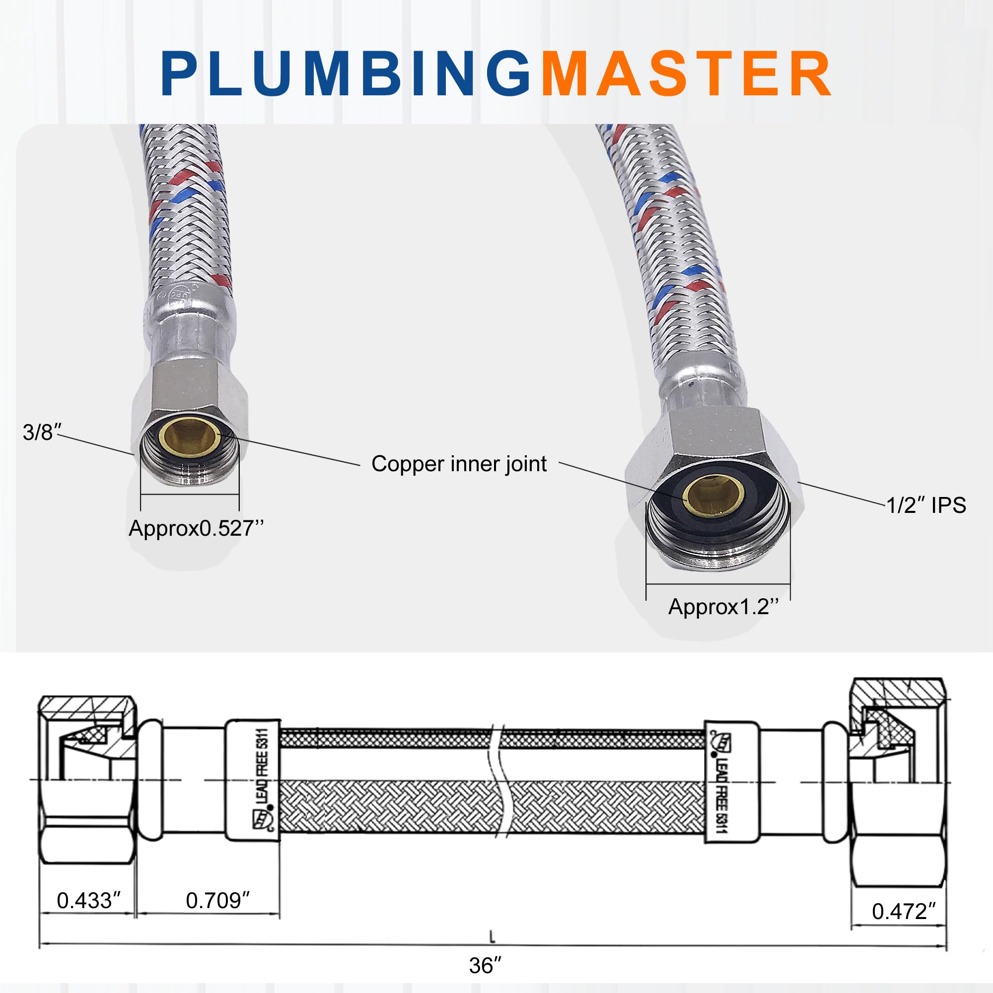 PLUMBINGMASTER NSF and cUPC certified hose for safe kitchen use.