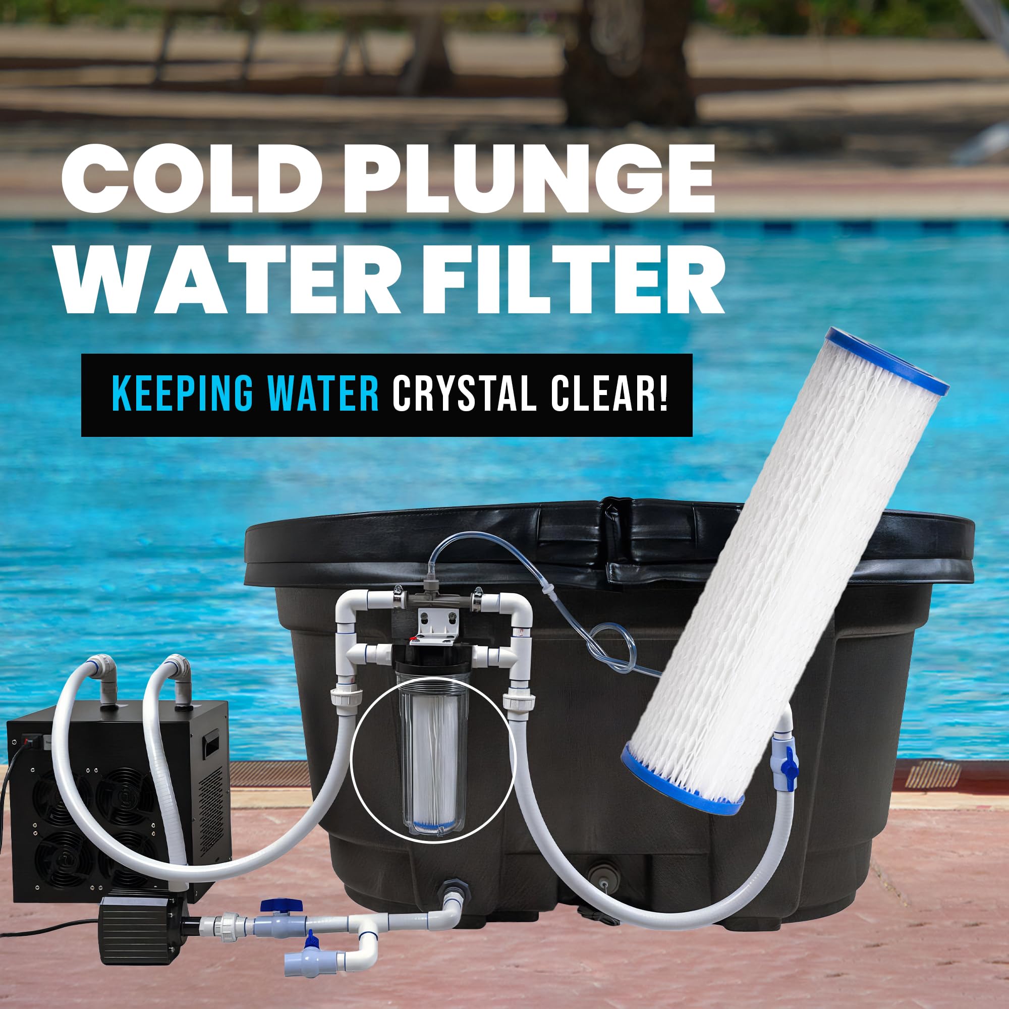 Plunge Crafters universal 10x2.5 filter in housing for cold plunge systems