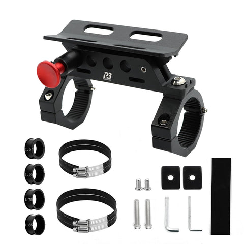 PLUSBEAM CNC aluminum UTV fire extinguisher mount secures to roll bars for quick access.