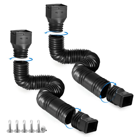 Plusgutter Black 2-Pack downspout extensions extend from 21 to 68 inches for versatile drainage.