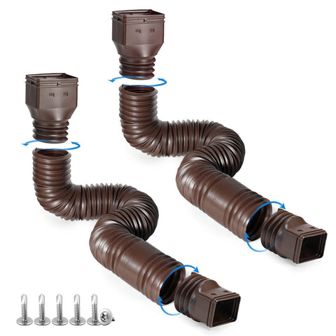 Plusgutter Brown 2-Pack downspout extension extended from 21 to 68 inches for versatile drainage