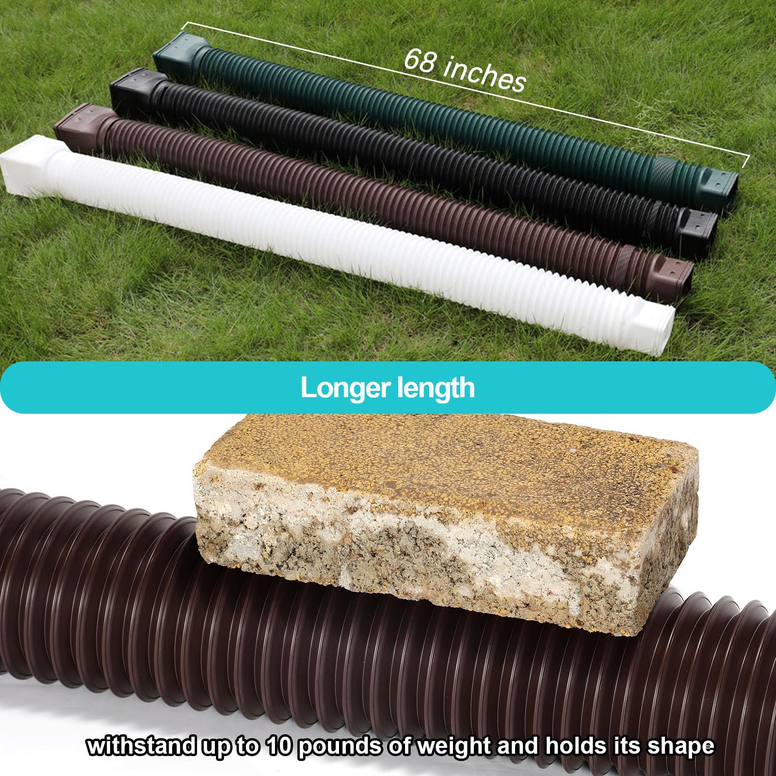 Plusgutter downspout extension is flexible and returns to shape without creases
