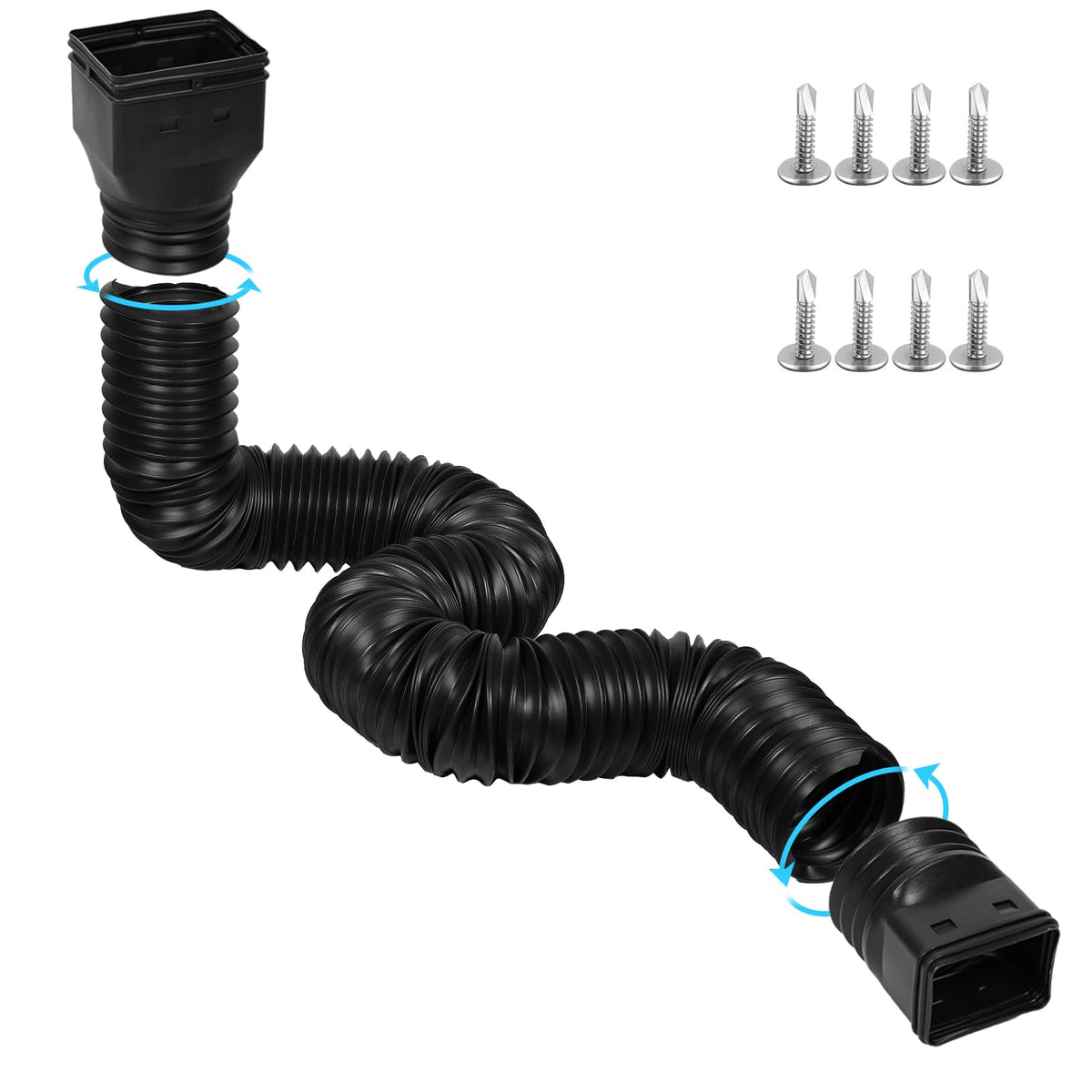 Plusgutter downspout extender assembled in black for durable rain drainage