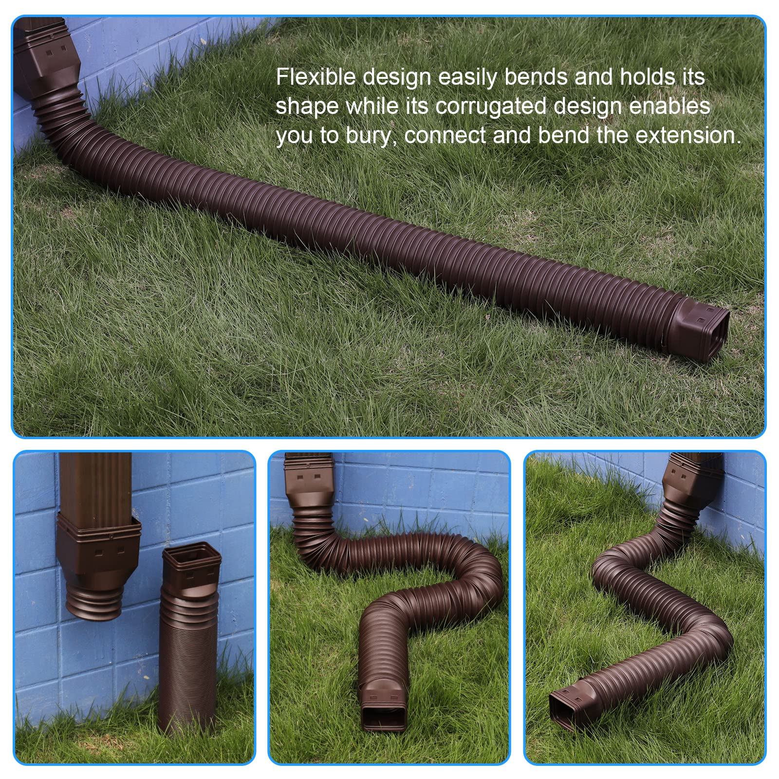 Plusgutter brown assembly pack includes hardware for quick secure mounting.