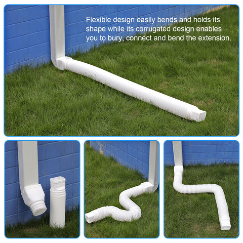 Plusgutter white flexible downspout extenders bend easily and return to shape