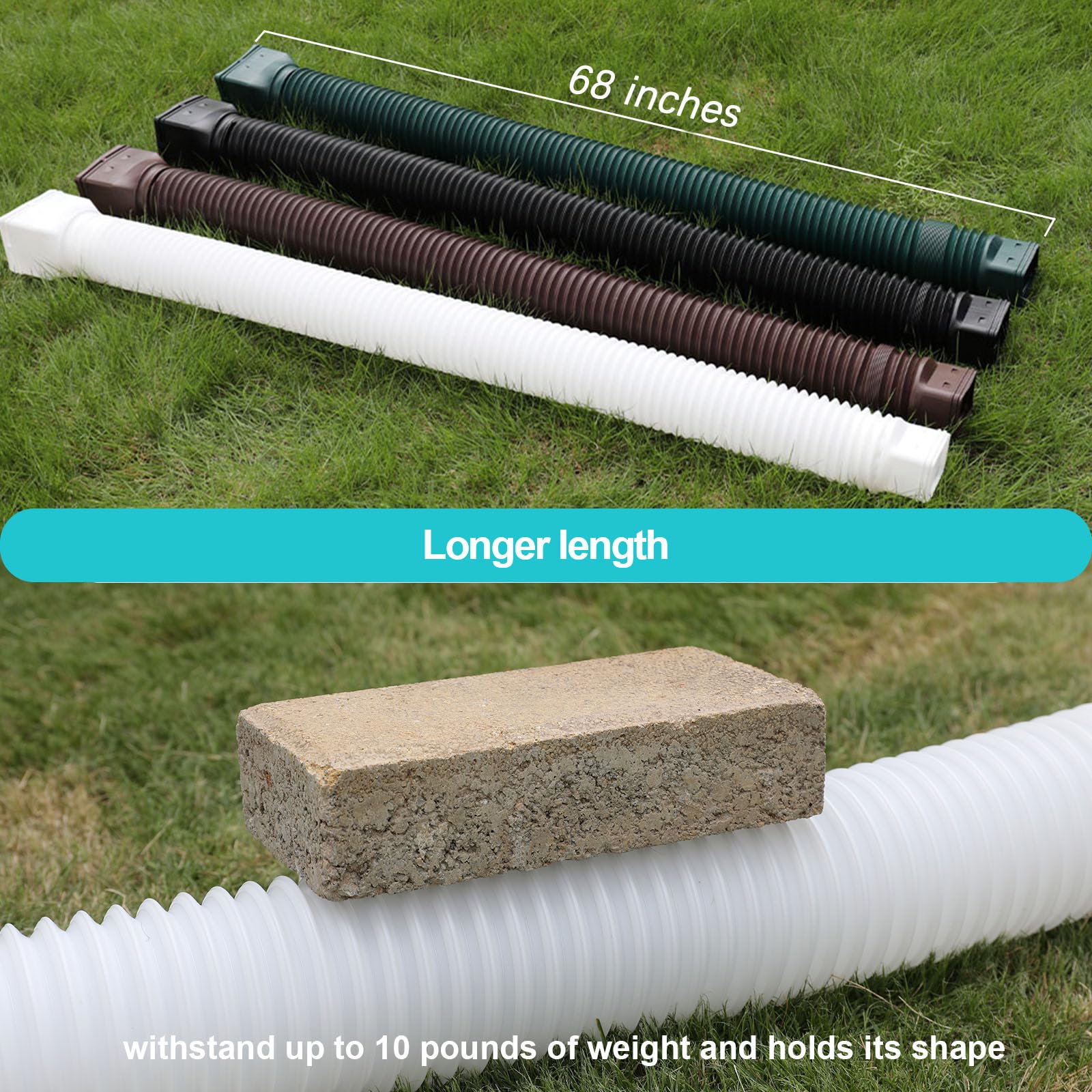 Plusgutter white downspout extensions adapters ensure compatibility with 2x3, 3x3, and 3x4 drains