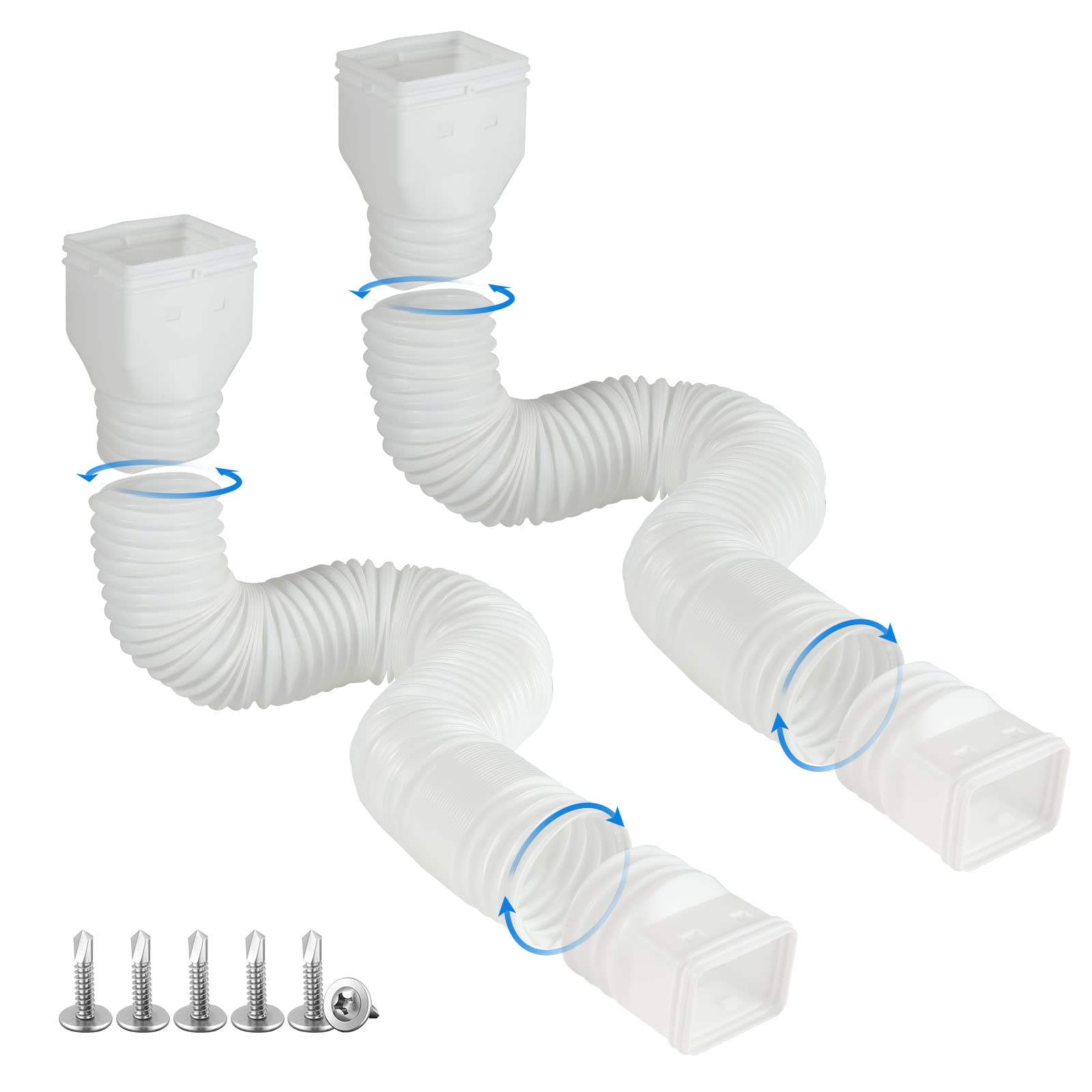 Plusgutter white downspout extensions pack for versatile gutter drainage and easy setup