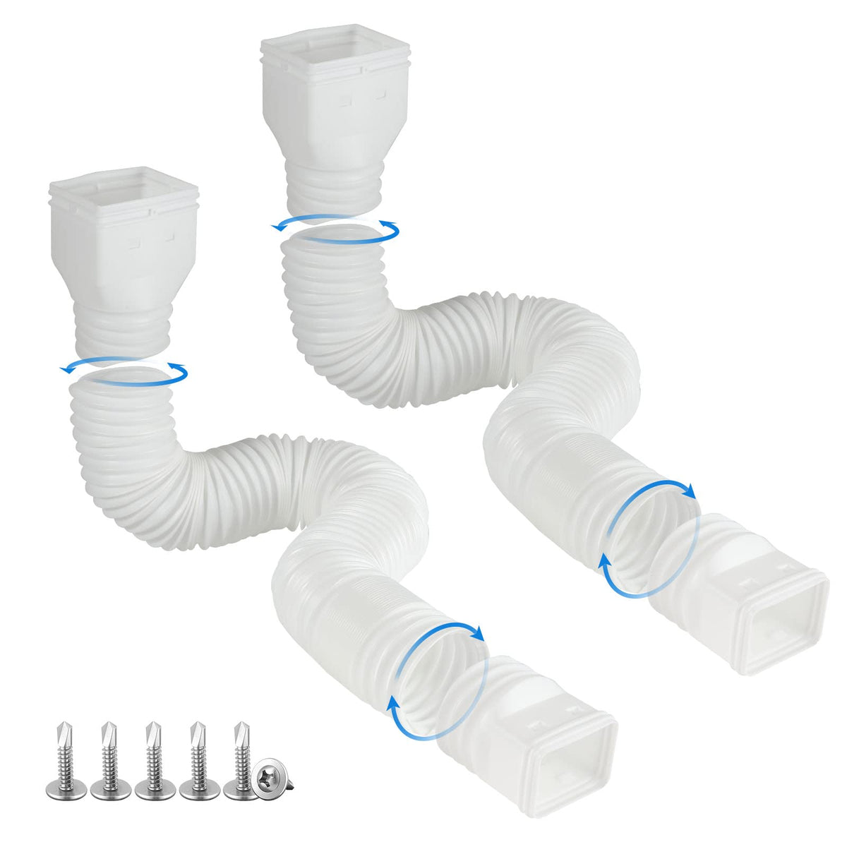 Plusgutter white downspout extensions pack for versatile gutter drainage and easy setup