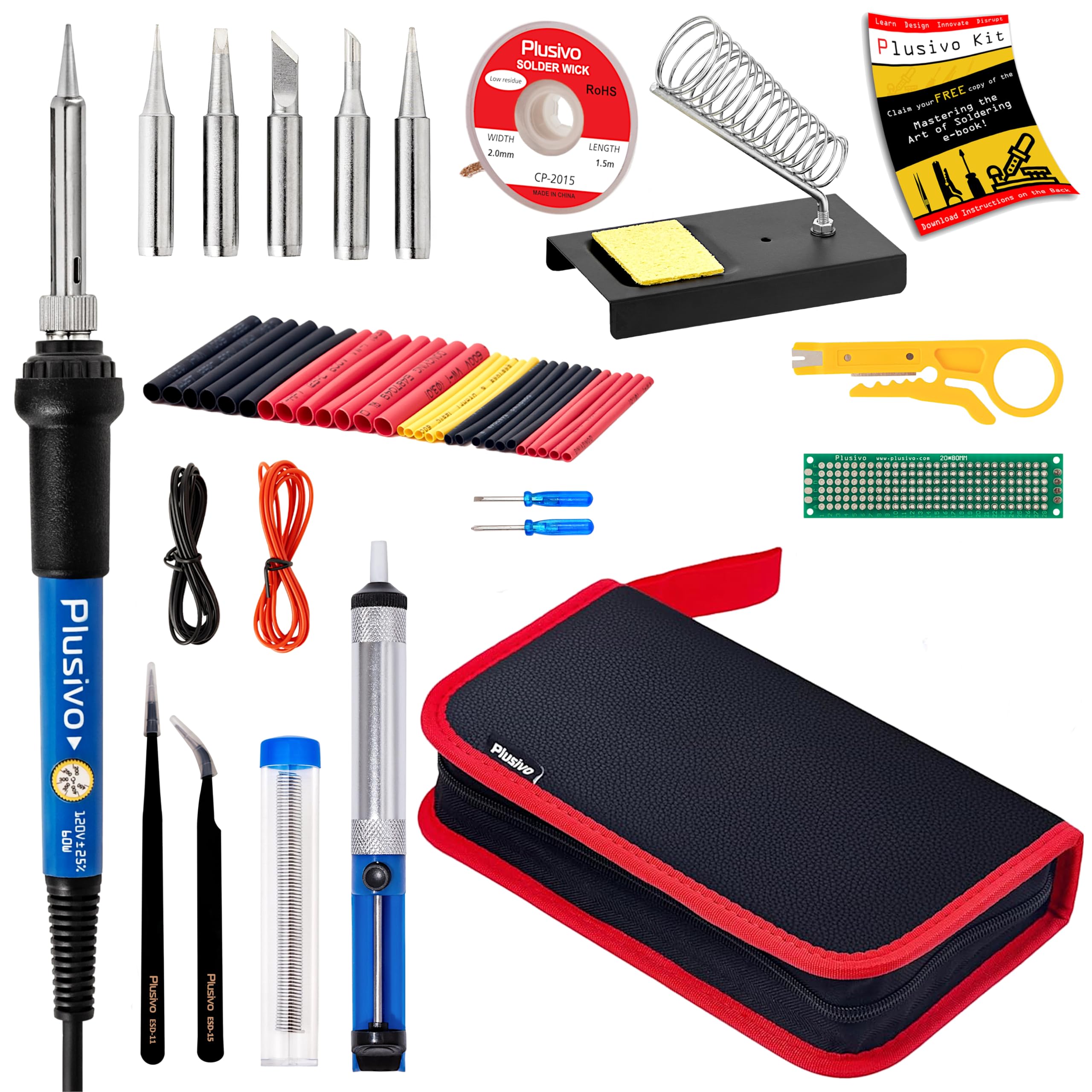 Plusivo 60W soldering iron close-up highlighting precise control.
