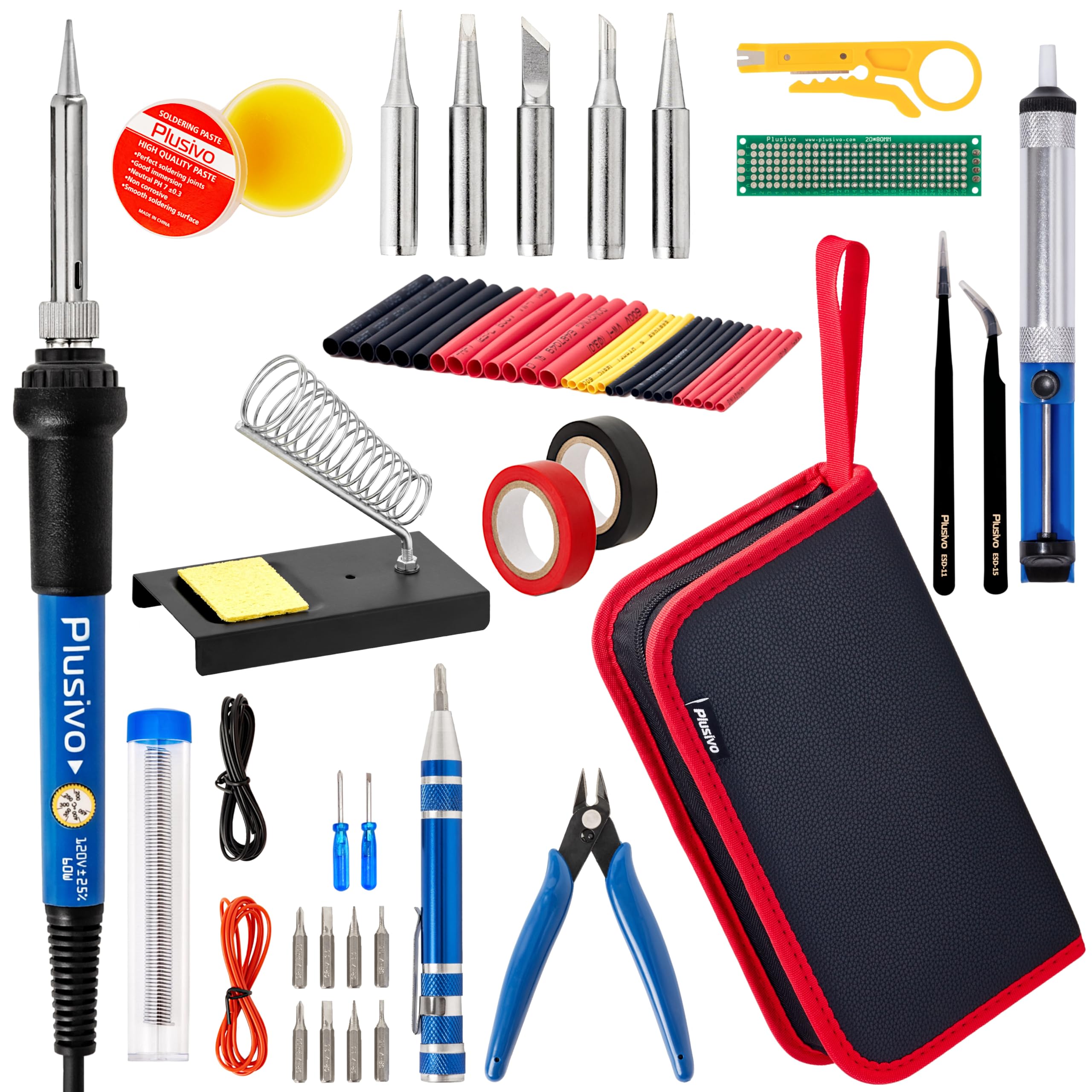 Plusivo adjustable-temperature soldering iron enables precise heat control for electronics