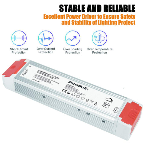 PLUSPOE 24V dimmable driver side profile, compact for tight spaces.