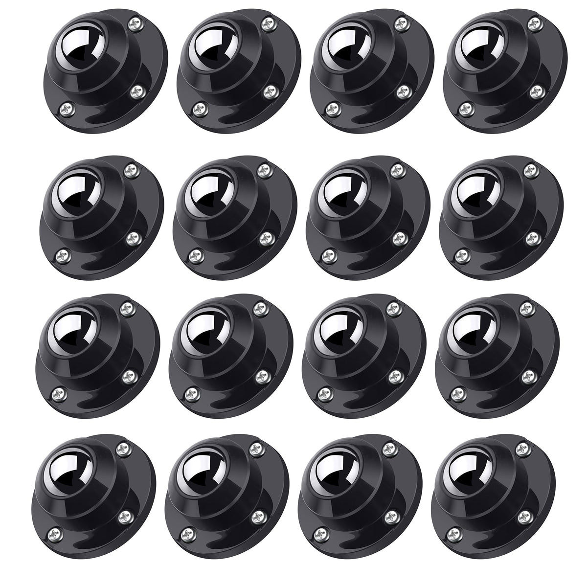 PlusRoc 16-pack 1-inch caster wheels in side view for easy furniture movement.