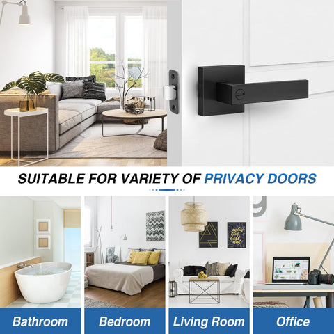 Plustool 2-pack matte black door handles adjustable latch for 60 or 70 mm sizing.