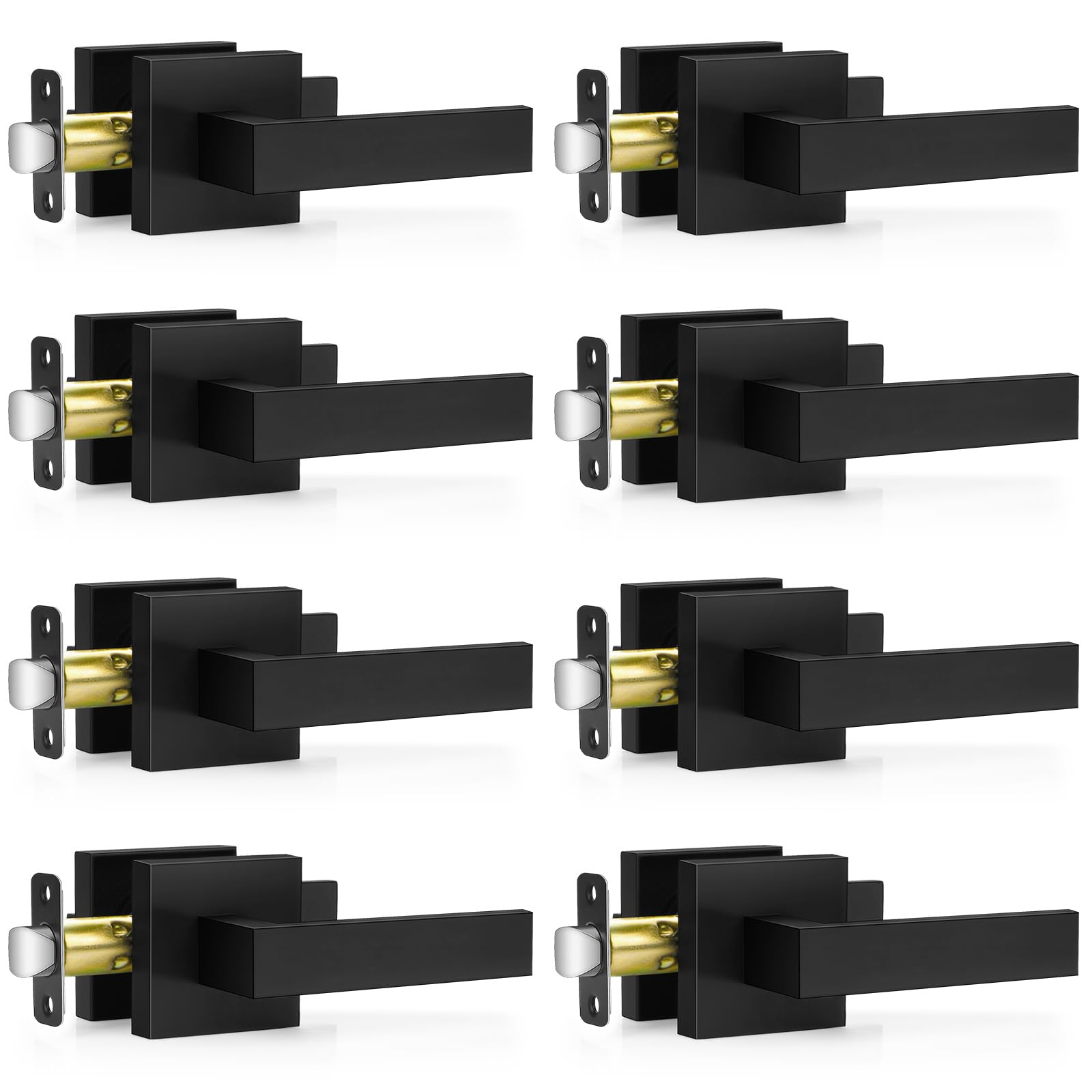 Plustool 8-pack matte black door handles for interiors; durable and stylish.