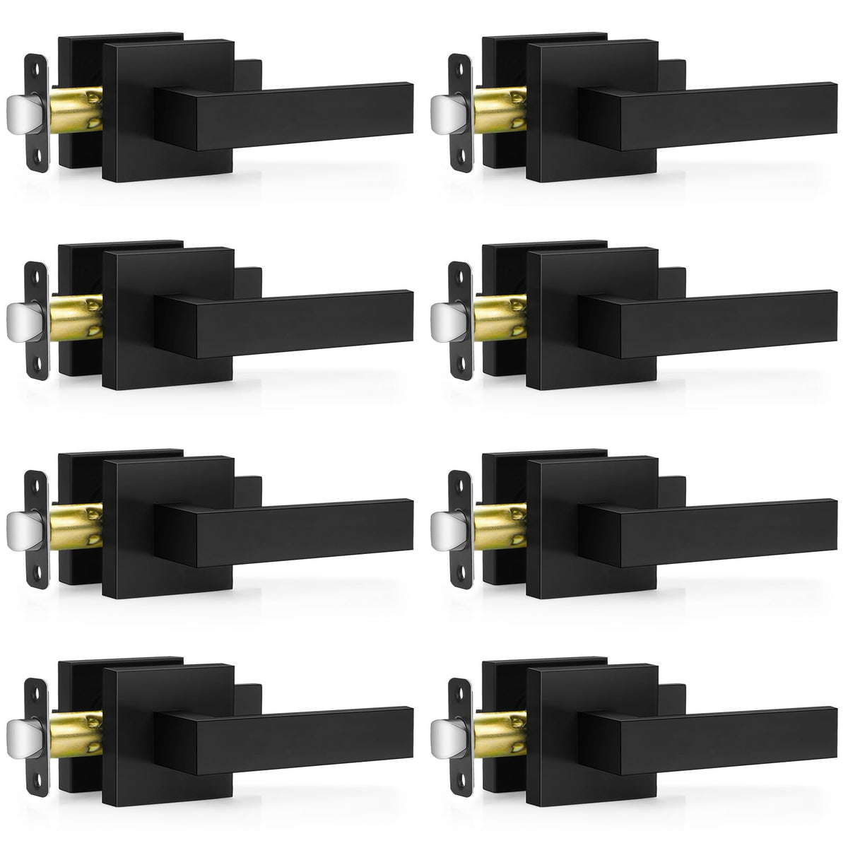 Plustool 8-pack matte black door handles for interiors; durable and stylish.