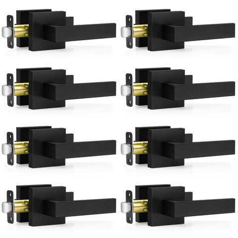 Plustool 8-pack matte black door handles for interiors; durable and stylish.